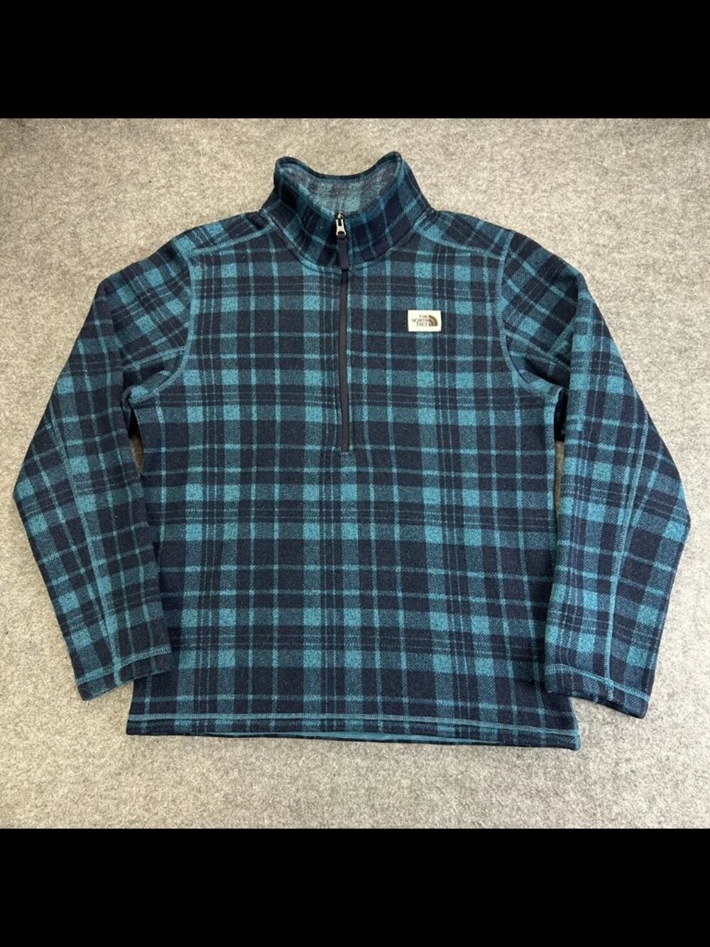 The North Face Pullover Jacket Mens M Blue Plaid 1/4 Zip Gordon Lyons Novelty